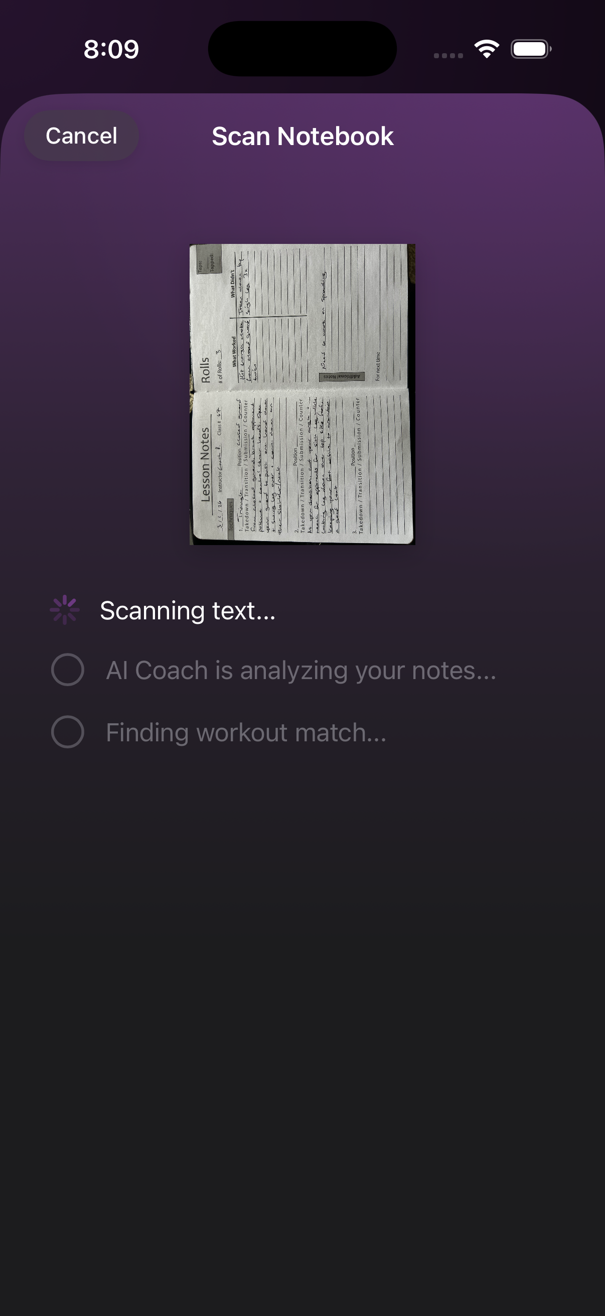 Scan notebook - take photo or choose from library